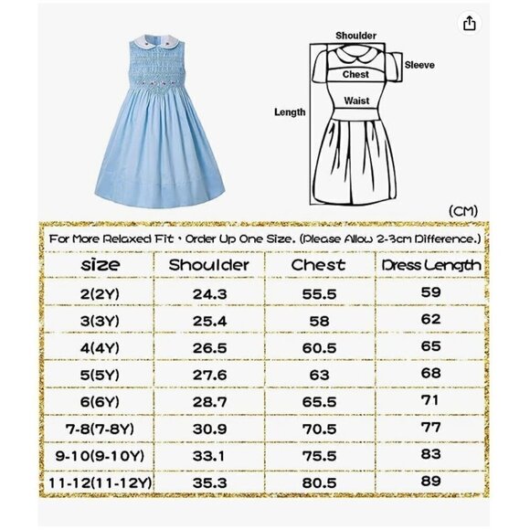 Solid Blue Smocked Dress Pink Rose Embroidery Peter Pan Collar & Sock Bundle - Picture 13 of 14